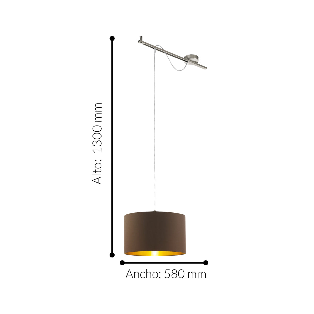 Lámpara Colgante Contemporáneo 38x58x130cm Café Acero Ajustable - Iluminacion | Bylmo