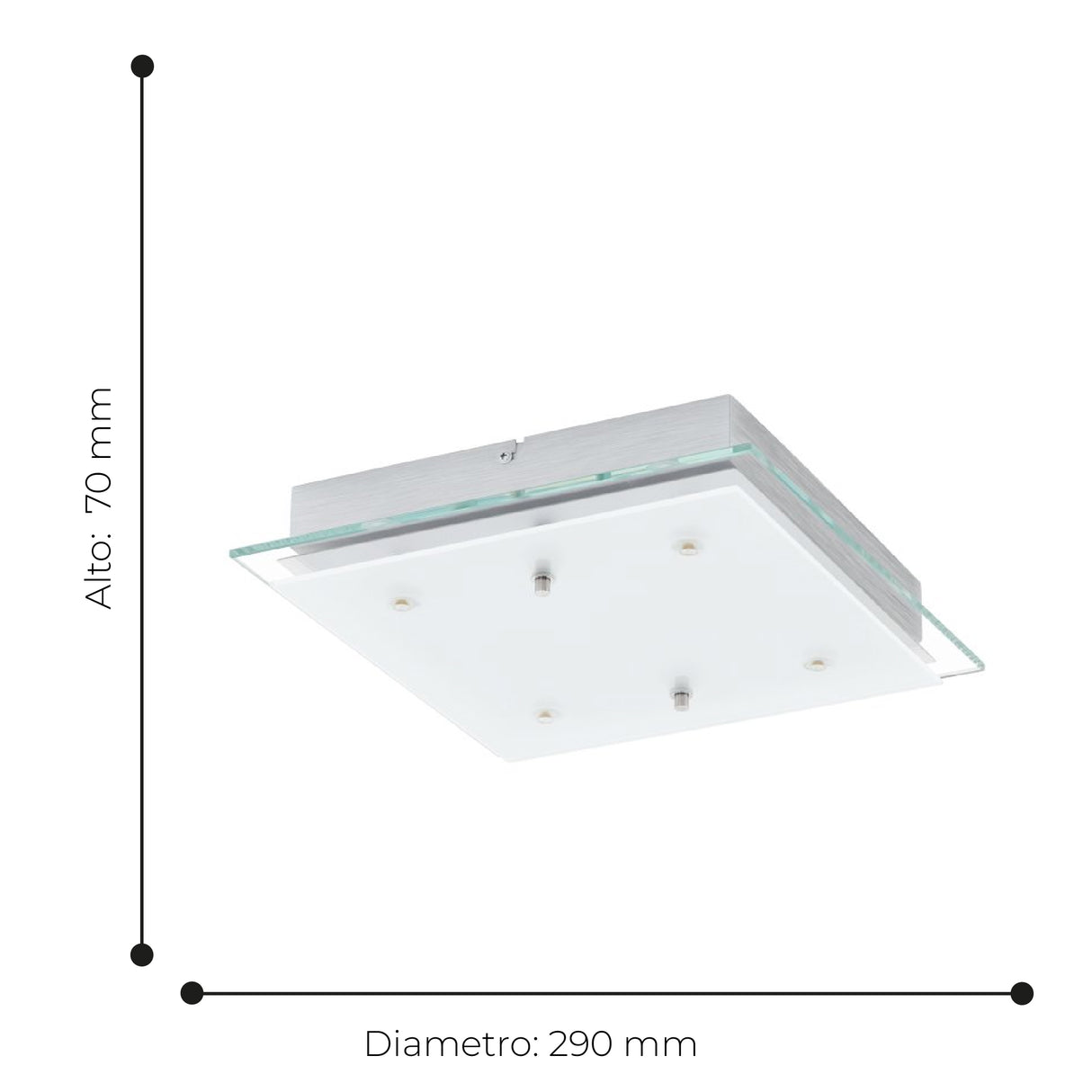 Lámpara Contemporáneo Gris 29x29x7cm 1600 Lúmenes LED 4 Luces - Iluminacion | Bylmo