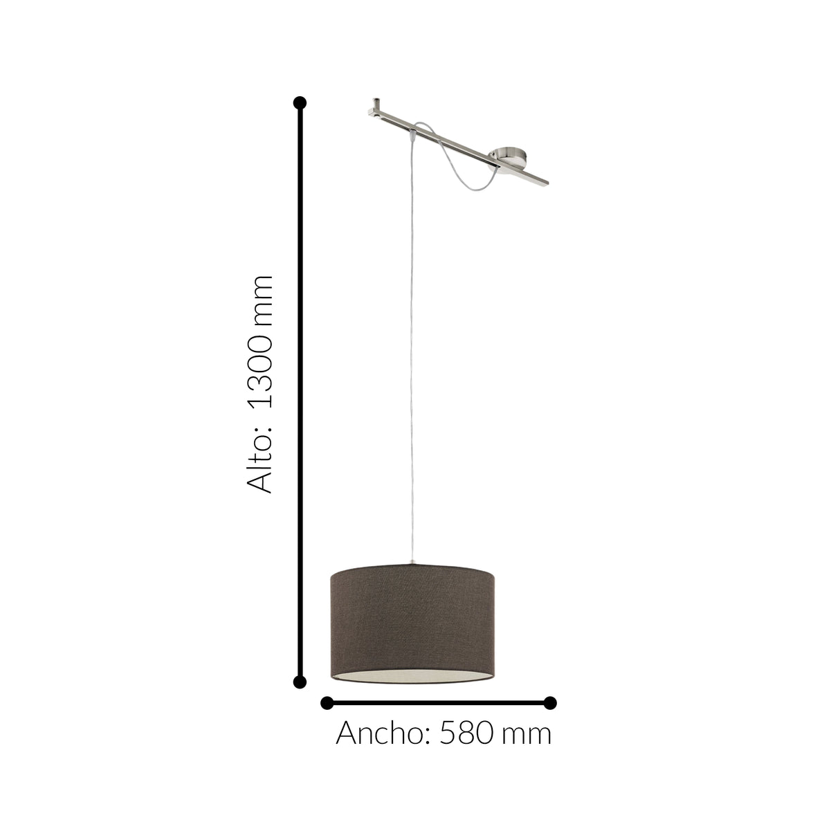 Lámpara Colgante Contemporáneo Gris ACERO 1 Luz Ajustable Techo LED 38x58x130cm - Iluminacion | Bylmo