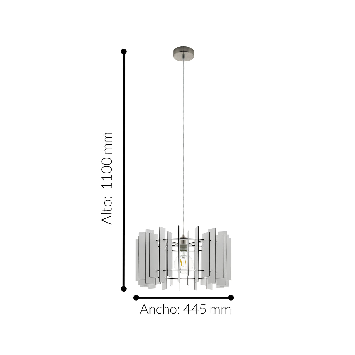 Lámpara Colgante Rústico 44x44x110 Blanco Madera - Iluminacion | Bylmo
