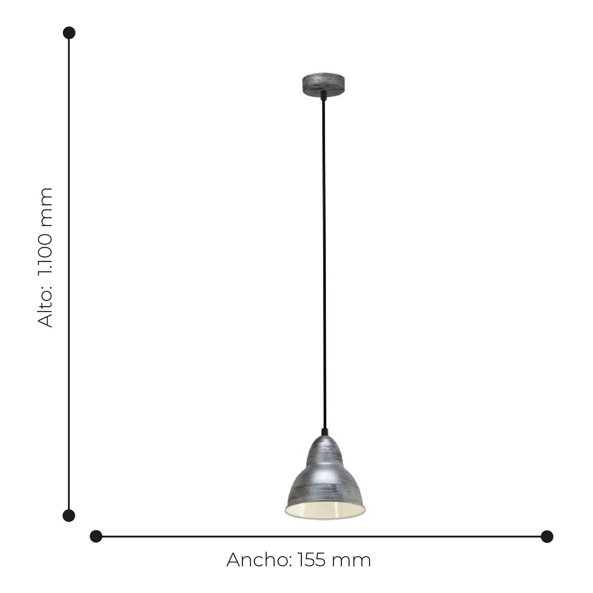 Lámpara Colgante Industrial Gris 110cm Ajustable - Iluminacion | Bylmo