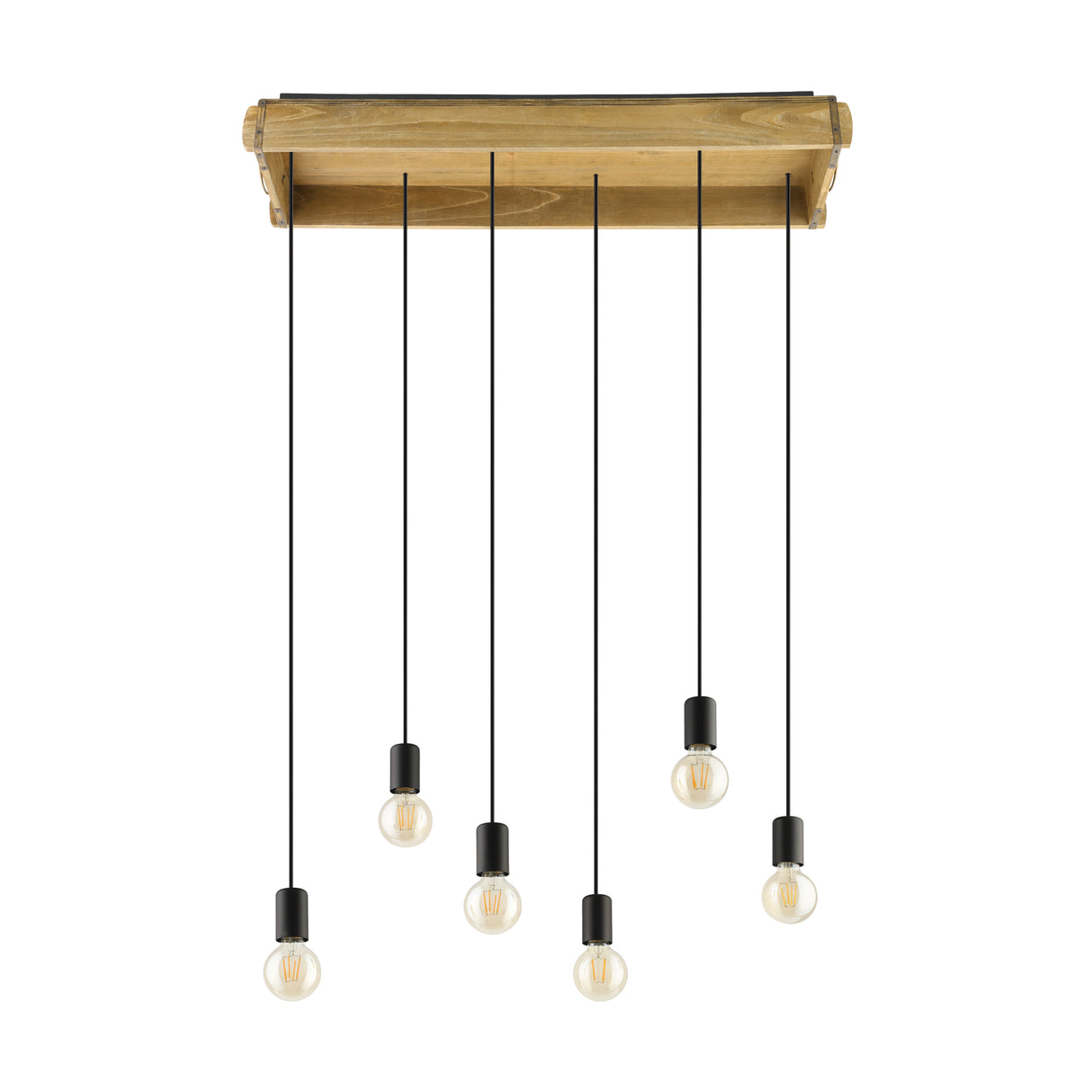Lámpara Colgante Rústico 22x81x110cm Madera LED 6 Luces - Iluminacion | Bylmo
