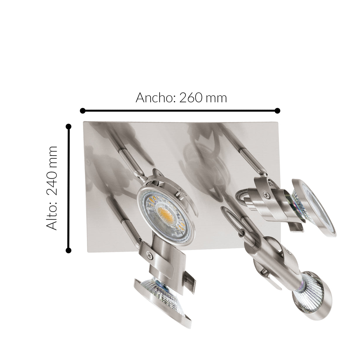 Spot de Iluminación Industrial Gris Ajustable con Bombilla LED y 4 Luces - Iluminacion | Bylmo