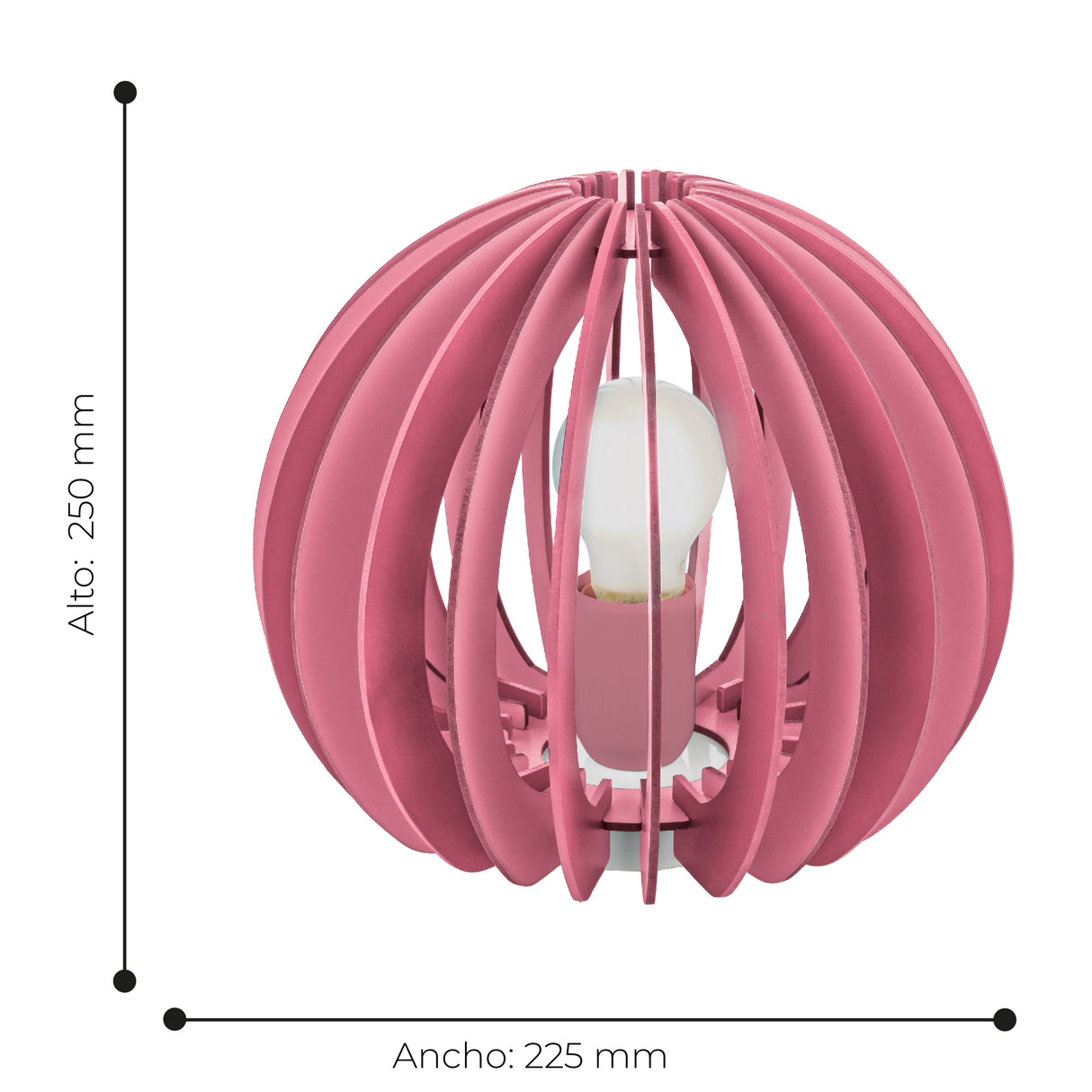 Lámpara de Mesa Rústico 1 Luz Rosa Madera 25x25x22cm IP20 LED - Iluminacion | Bylmo