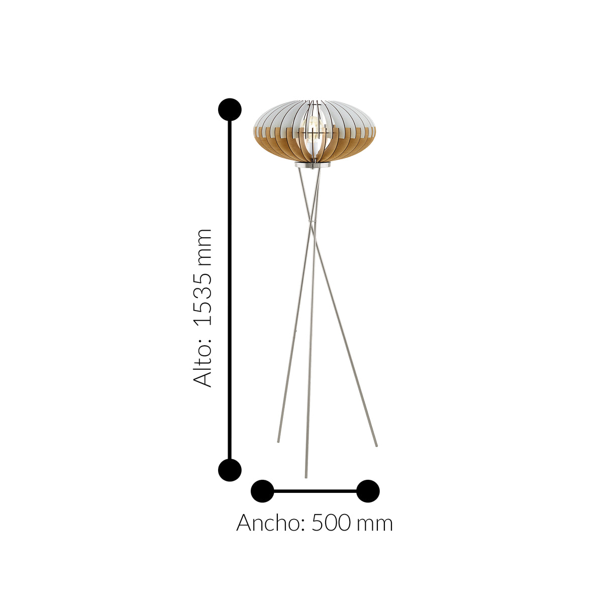 Lámpara de Piso Rústico Gris 1 Luz 160 LED 1100 Lúmenes 153cm 50x50cm - Iluminacion | Bylmo