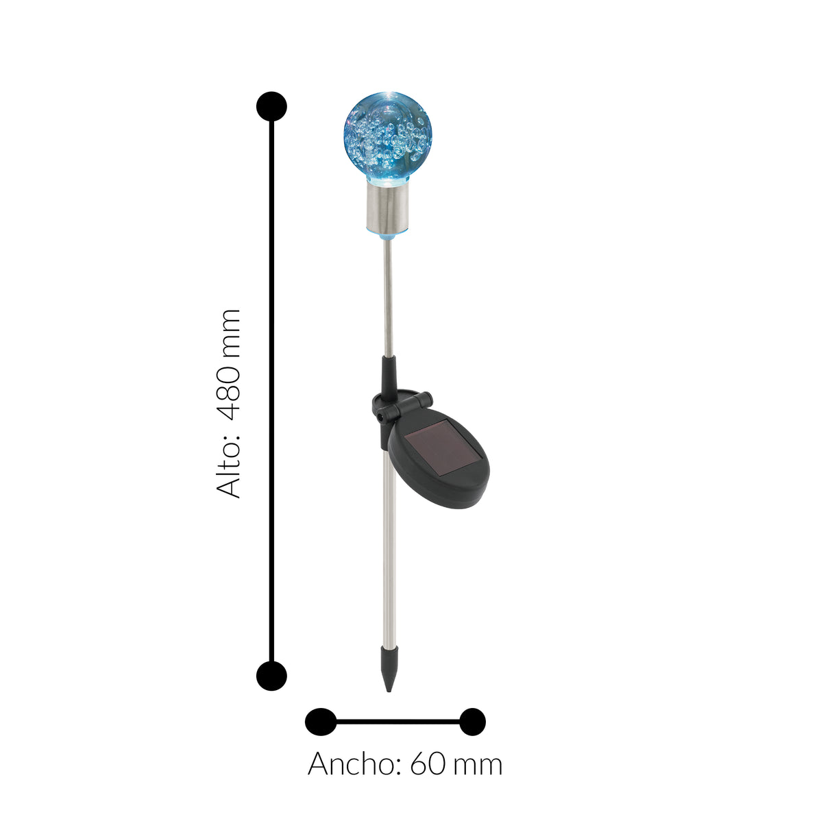 Lámpara Solar Rústico Vidrio Negro 1 Luz Ajustable LED 6x3x48cm - Iluminacion | Bylmo