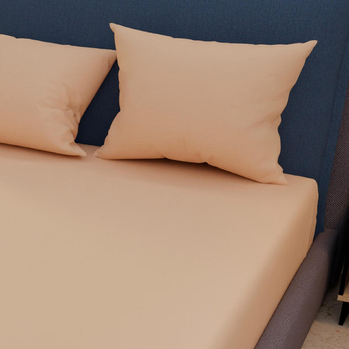 Sábana Ajustable My House Naranja Claro Fondo Entero Para Cama Doble 140 X 190 Cm - Sabanas | Bylmo