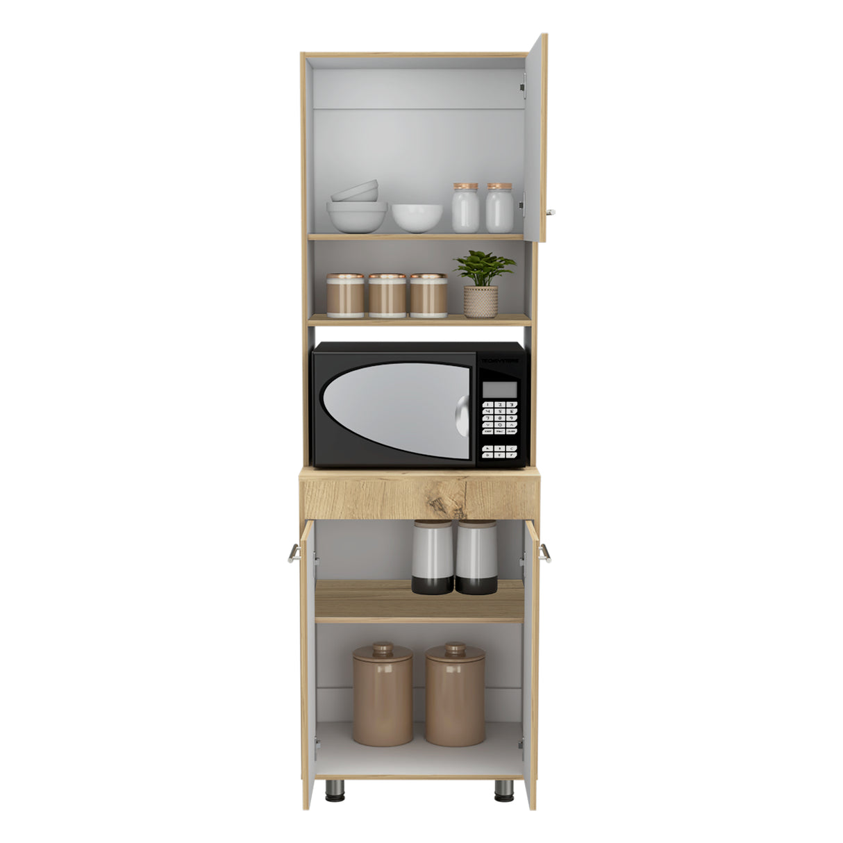 Alacena Orion Duna y Blanco 50.3x200cm con Un Cajón - Alacenas y Muebles Microondas | Bylmo