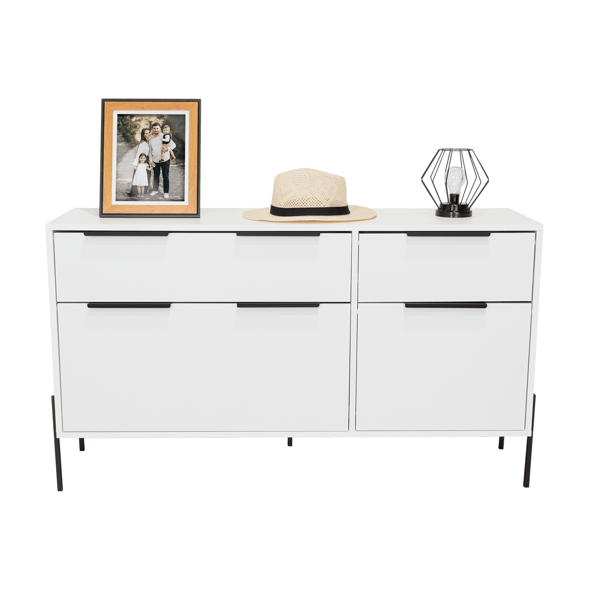 Cómoda White Collection Blanco 122.6x69cm con Cuatro Cajones - Cajoneras y Comodas | Bylmo