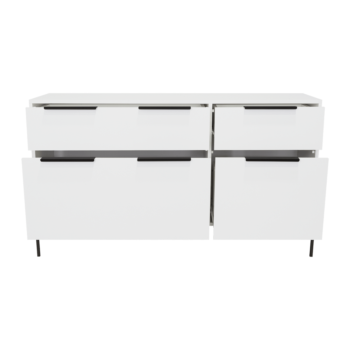 Cómoda White Collection Blanco 122.6x69cm con Cuatro Cajones - Cajoneras y Comodas | Bylmo