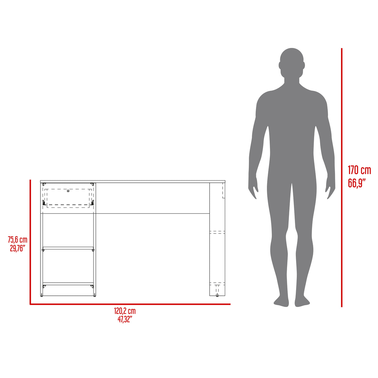 Escritorio Home Blanco 120.2x75.6cm con Organizado de Libros - Escritorios | Bylmo
