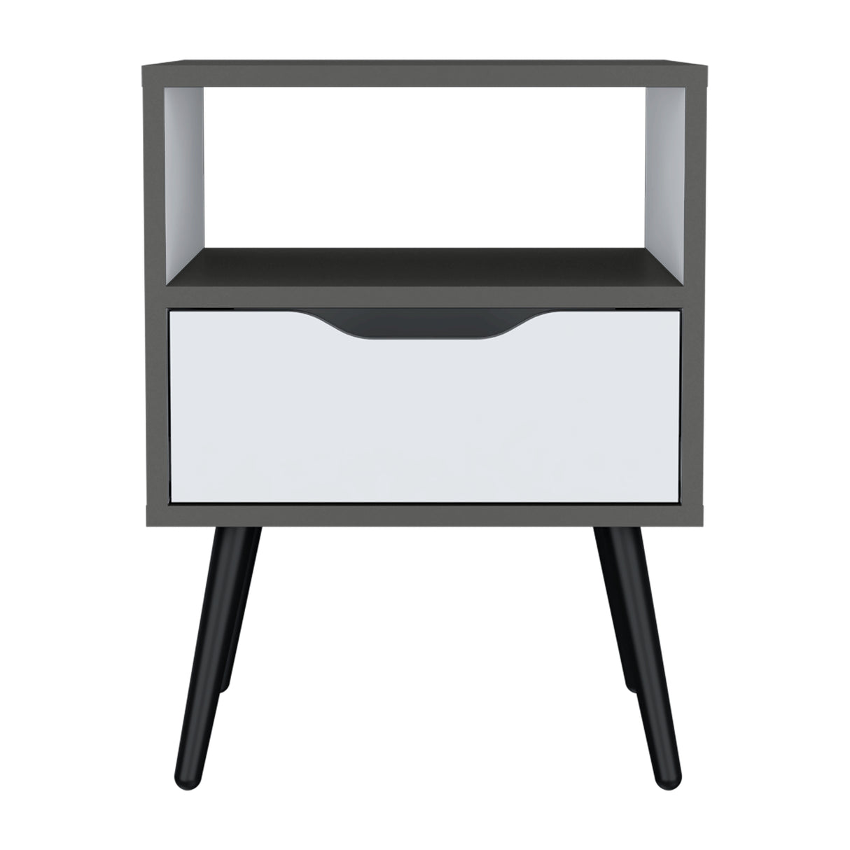 Mesa de Noche Wenden Plomo y Blanco 40x53cm con Patas - Mesas de Noche | Bylmo
