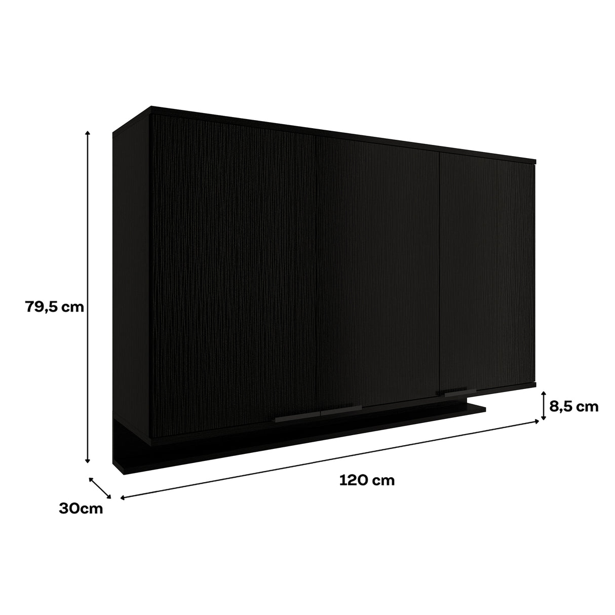 Mueble Superior Negro 120x79.5cm con Tres Puertas - Muebles Superiores | Bylmo