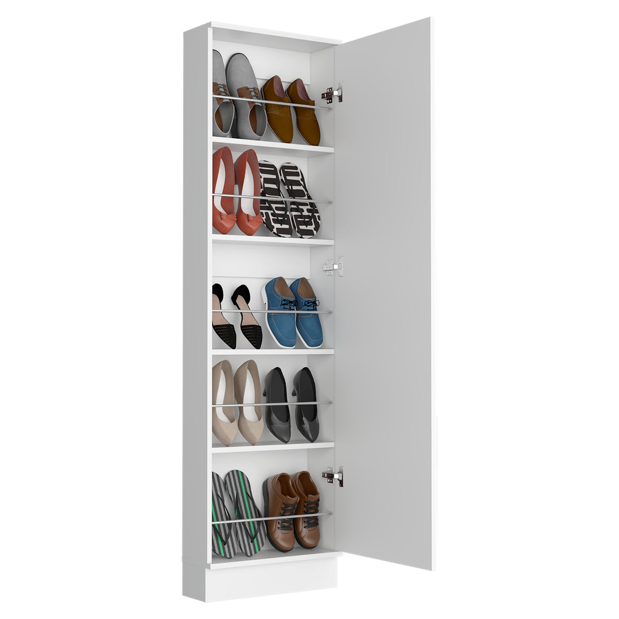 Zapatero de Pared Leto XL Blanco 47x170cm de 5 Niveles con Espejo - Zapateros | Bylmo
