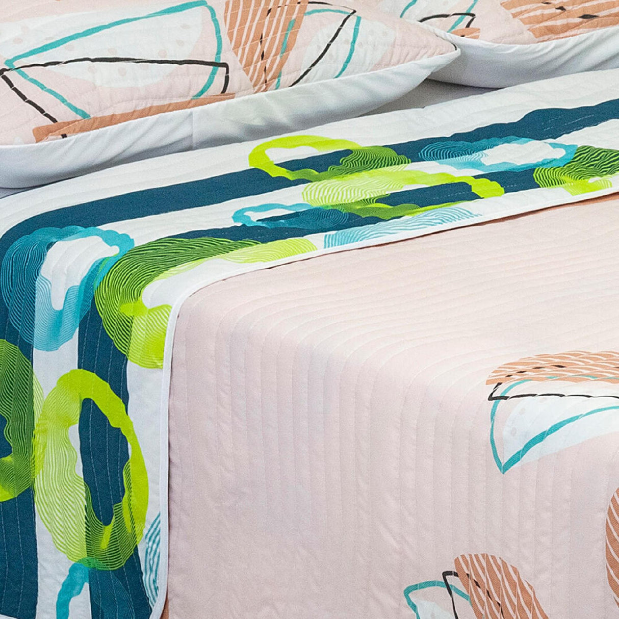 Cubrelecho Español Ambete Beige de Semicírculos Para Cama Doble 140 X 190 Cm - Tendidos y Cubrelechos | Bylmo
