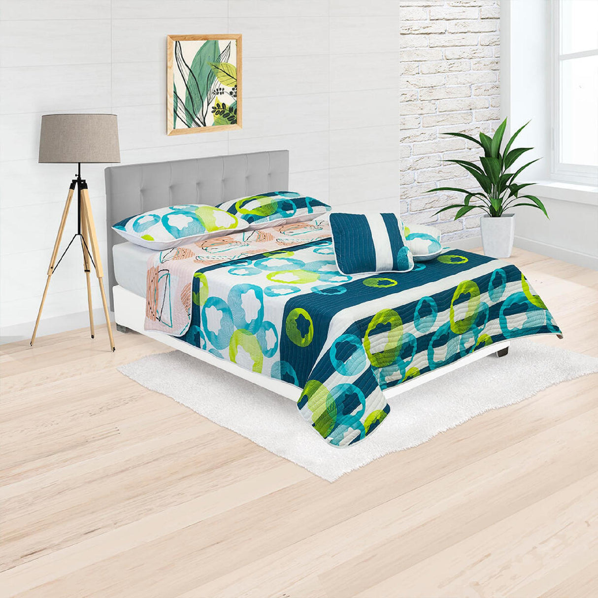 Cubrelecho Español Ambete Beige de Semicírculos Para Cama Semidoble 120 X 190 Cm - Tendidos y Cubrelechos | Bylmo