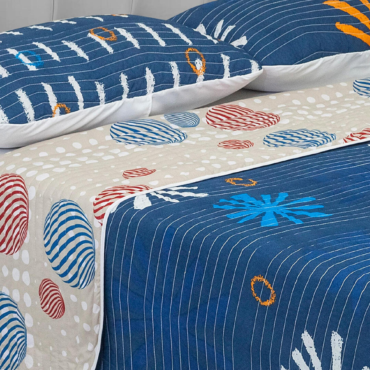 Cubrelecho Español Ambete Cafe Claro de Círculos Para Cama King 200 X 200 Cm - Tendidos y Cubrelechos | Bylmo