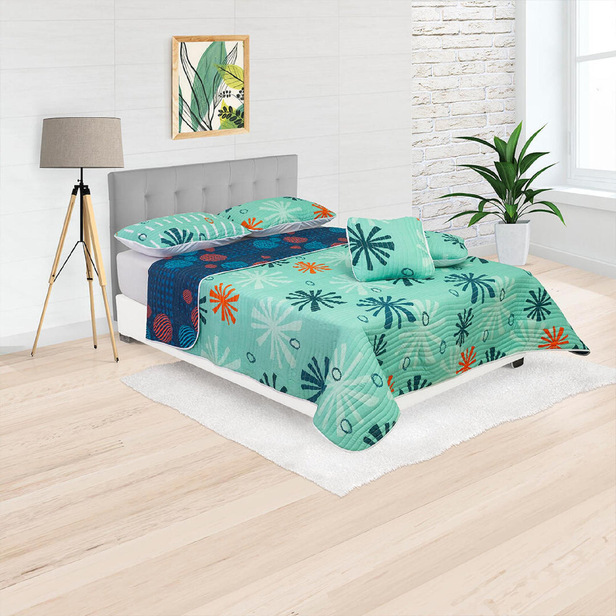 Cubrelecho Español Ambete Azul Oscuro de Círculos Para Cama King 200 X 200 Cm - Tendidos y Cubrelechos | Bylmo