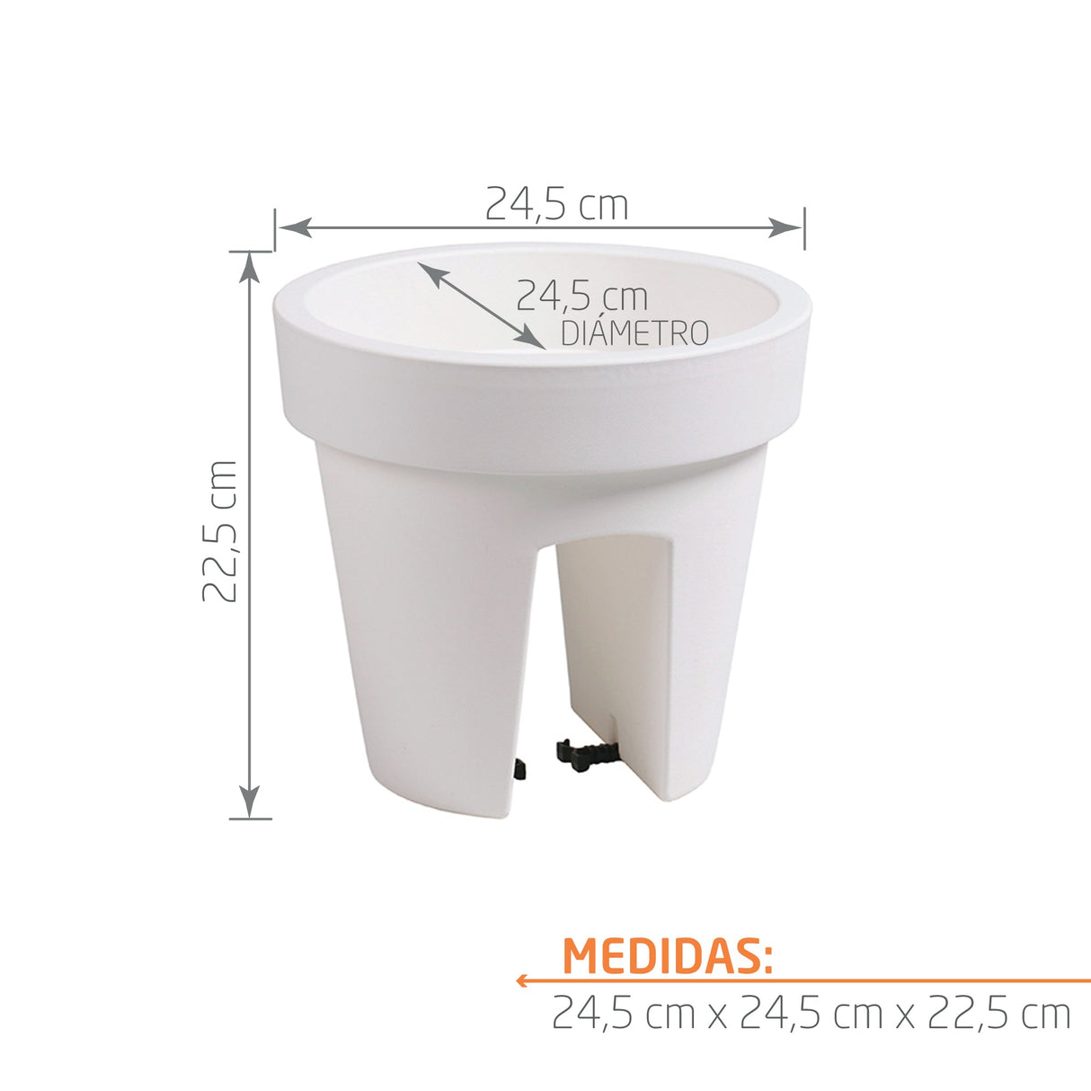 Matera Lofly Railing Blanco 24.5x22.5cm Cónica Para Barandas - Materas y Macetas | Bylmo