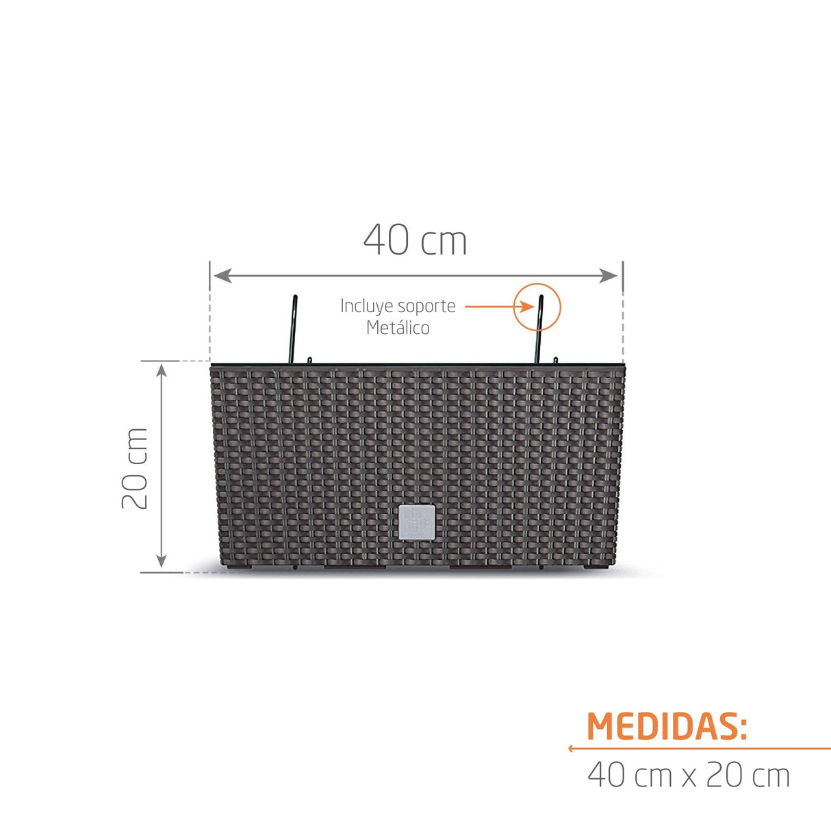 Matera Rato Case W Cafe 39.5x19.5cm Rectangular Para Barandas - Materas y Macetas | Bylmo