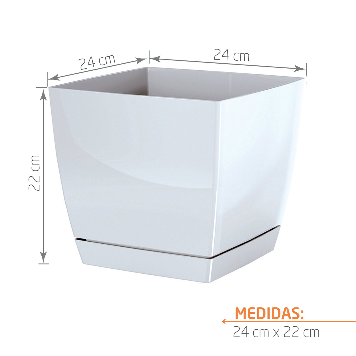 Matera Coubi Square Blanco 24x22cm Cuadrada De Escritorio - Materas y Macetas | Bylmo