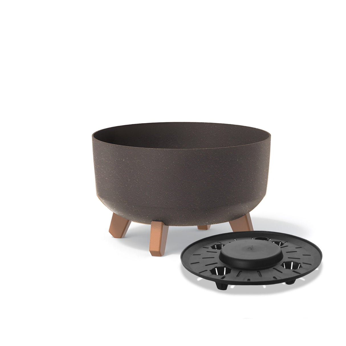 Matera Gracia Round Low Eco Wood Cafe 28.5x17.7cm Cónica Tradicionales De Piso - Materas y Macetas | Bylmo