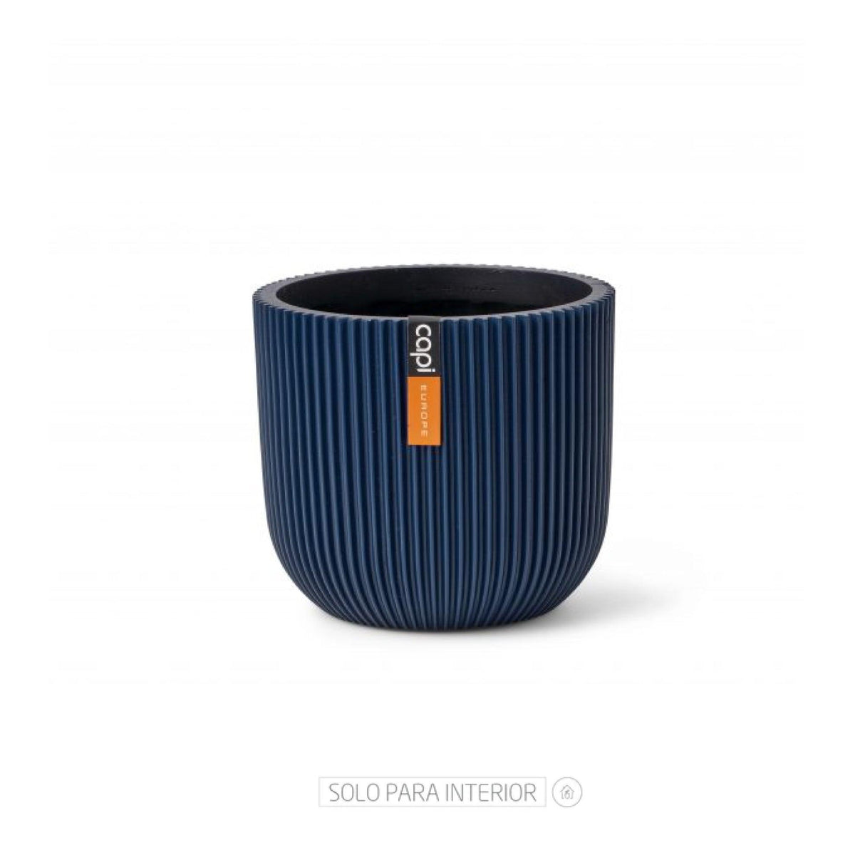 Matera Conic Round Groove Azul Oscuro 14x13cm Cónica De Escritorio - Materas y Macetas | Bylmo