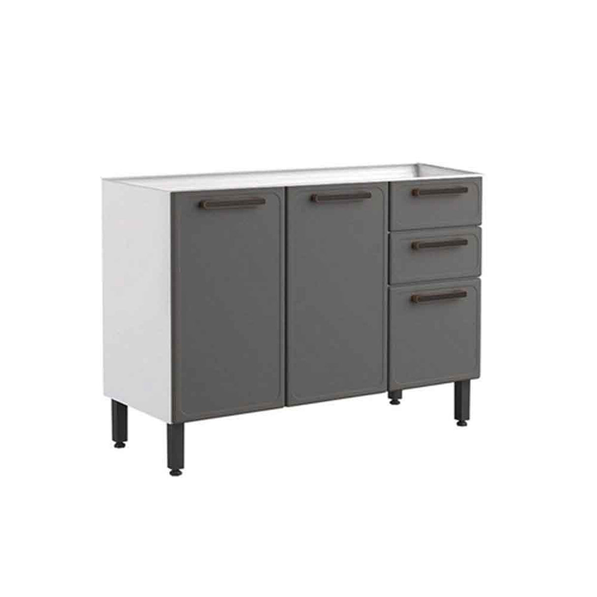 Cocina Integral Gris y Beige 120x89cm Sin Mesón Sin Pozuelo Centro - Cocinas | Bylmo