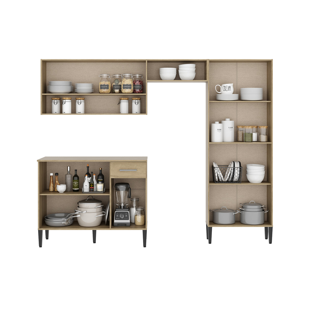 Cocina Integral Roble 105x89cm Con Mesón Sin Pozuelo Sin Perforacion - Cocinas | Bylmo
