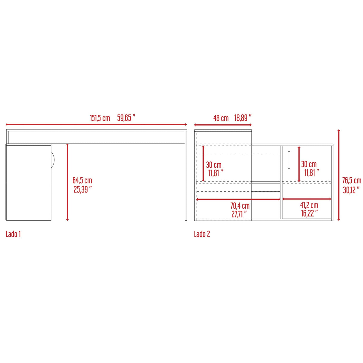 Escritorio en L Axis Milan 151.5x76.5cm con Organizador de Libros y Archivador - Escritorios | Bylmo