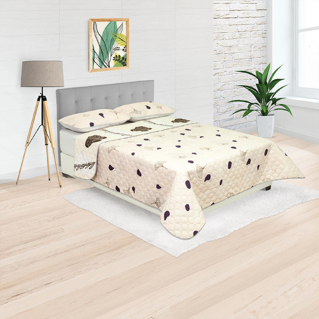 Cubrelecho Doble Faz Style Rosa Claro Para Cama Doble 140 X 190 Cm de Flores - Tendidos y Cubrelechos | Bylmo