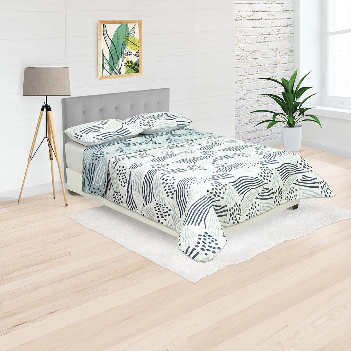 Cubrelecho Doble Faz Style Blanco Para Cama Queen 160 X 190 Cm de Puntos - Tendidos y Cubrelechos | Bylmo
