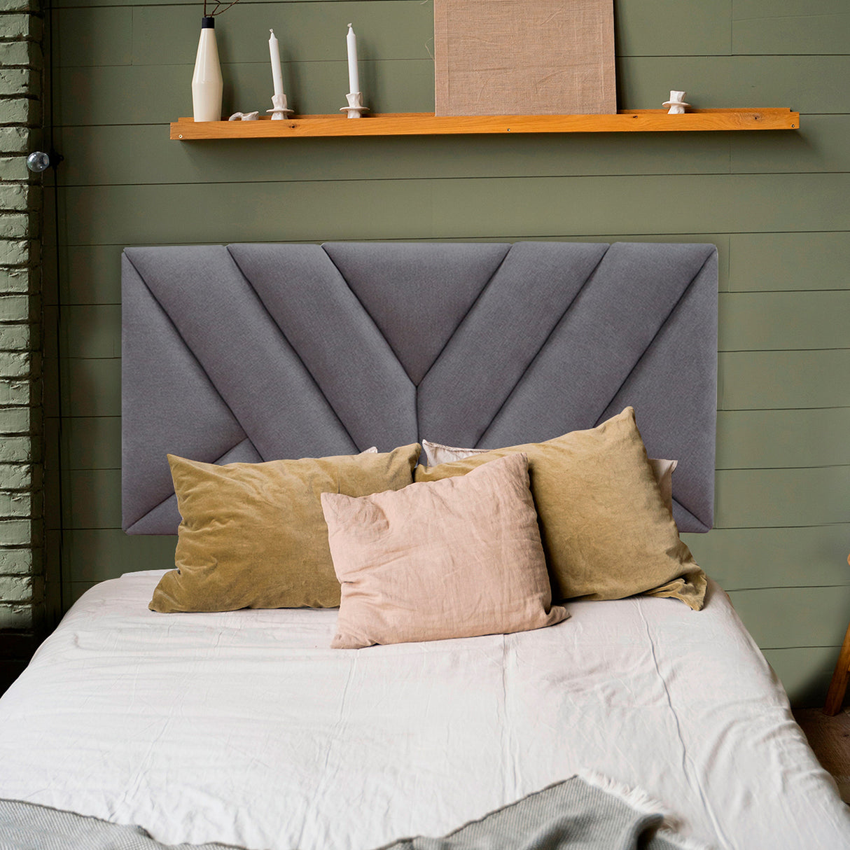 Cabecero Hug Gris Oscuro 140x60cm en la Pared Para Cama Doble - Cabeceros | Bylmo