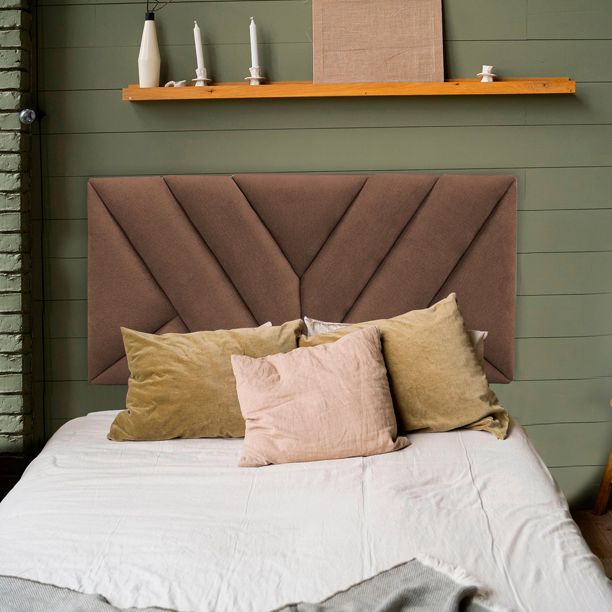 Cabecero Hug Marron 200x60cm en la Pared Para Cama King - Cabeceros | Bylmo