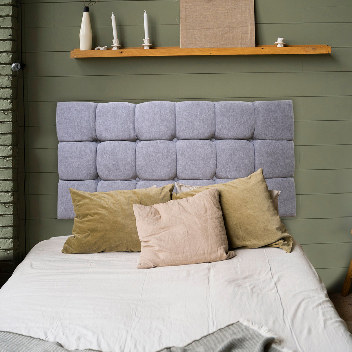 Cabecero Michel Gris Claro 100x60cm en la Pared Para Cama Sencilla - Cabeceros | Bylmo