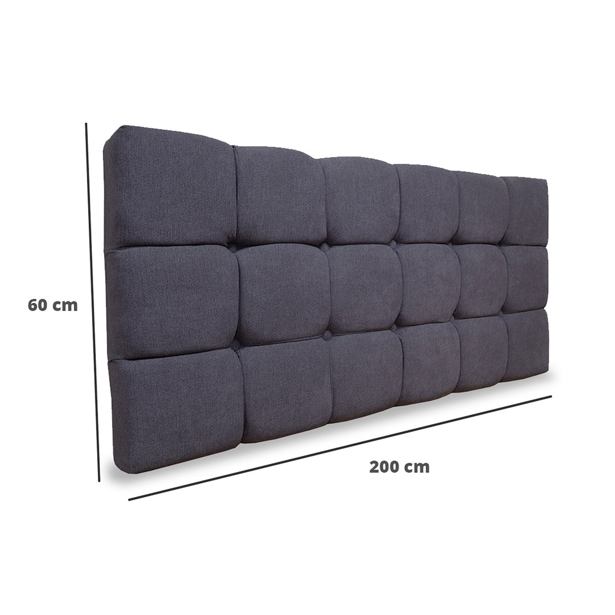 Cabecero Michel Gris Oscuro 200x60cm en la Pared Para Cama King - Cabeceros | Bylmo