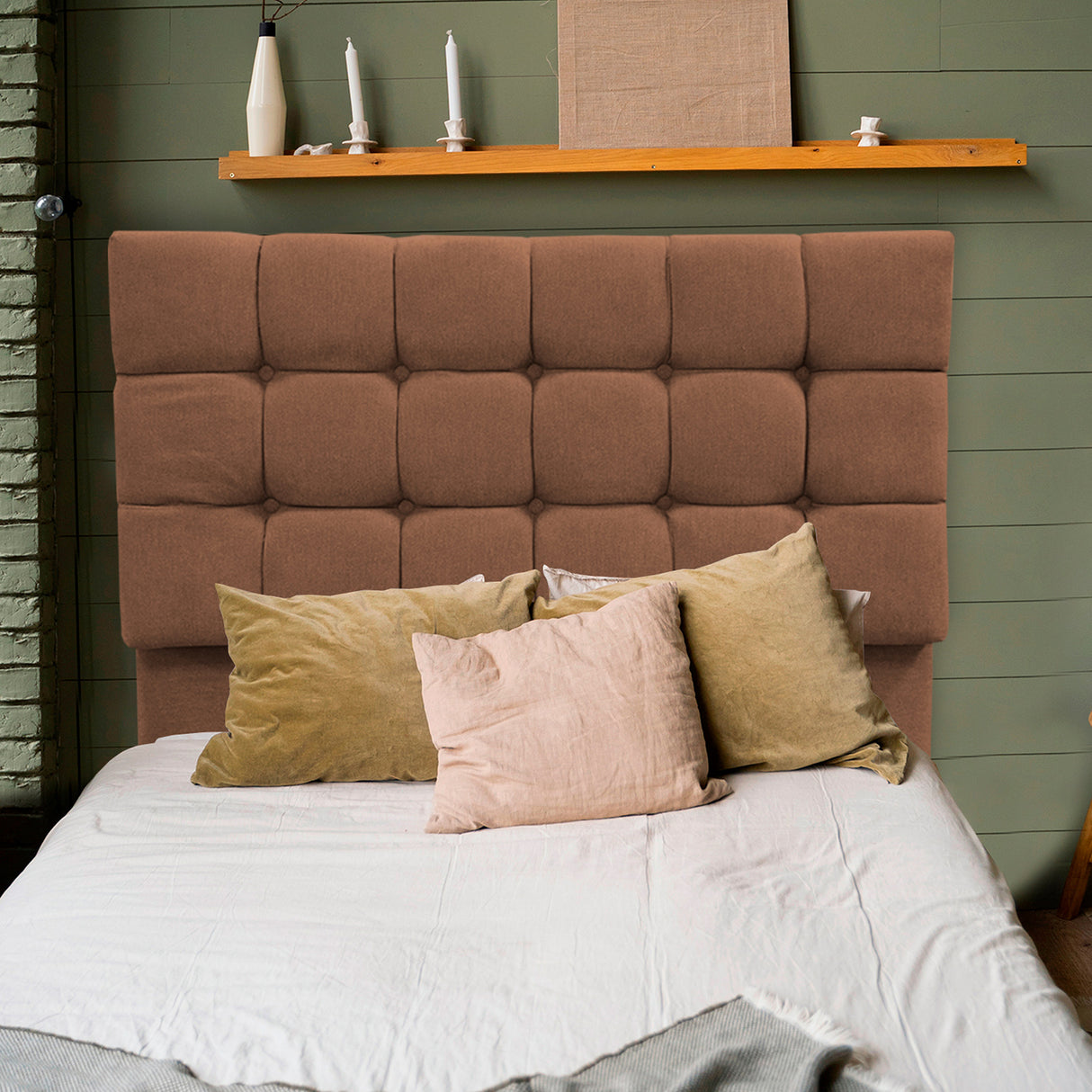 Cabecero Michel Marron 160x115cm a la Estructura de la Cama Para Cama Queen - Cabeceros | Bylmo