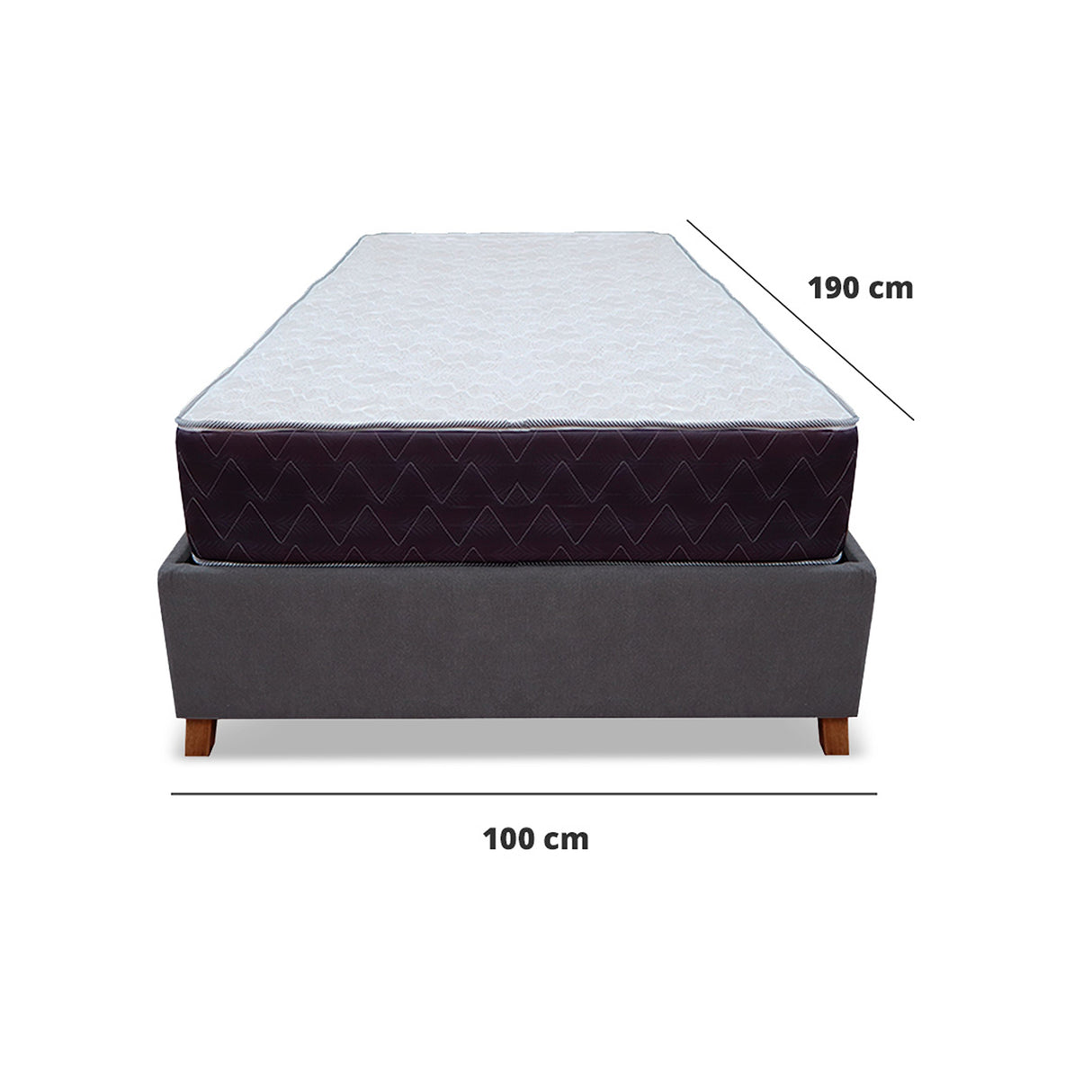 Combo Base Cama y Colchón Coleccion 1 Gris Oscuro y Cenizo Blanco Sencillo 100 X 190 Cm - Camas | Bylmo