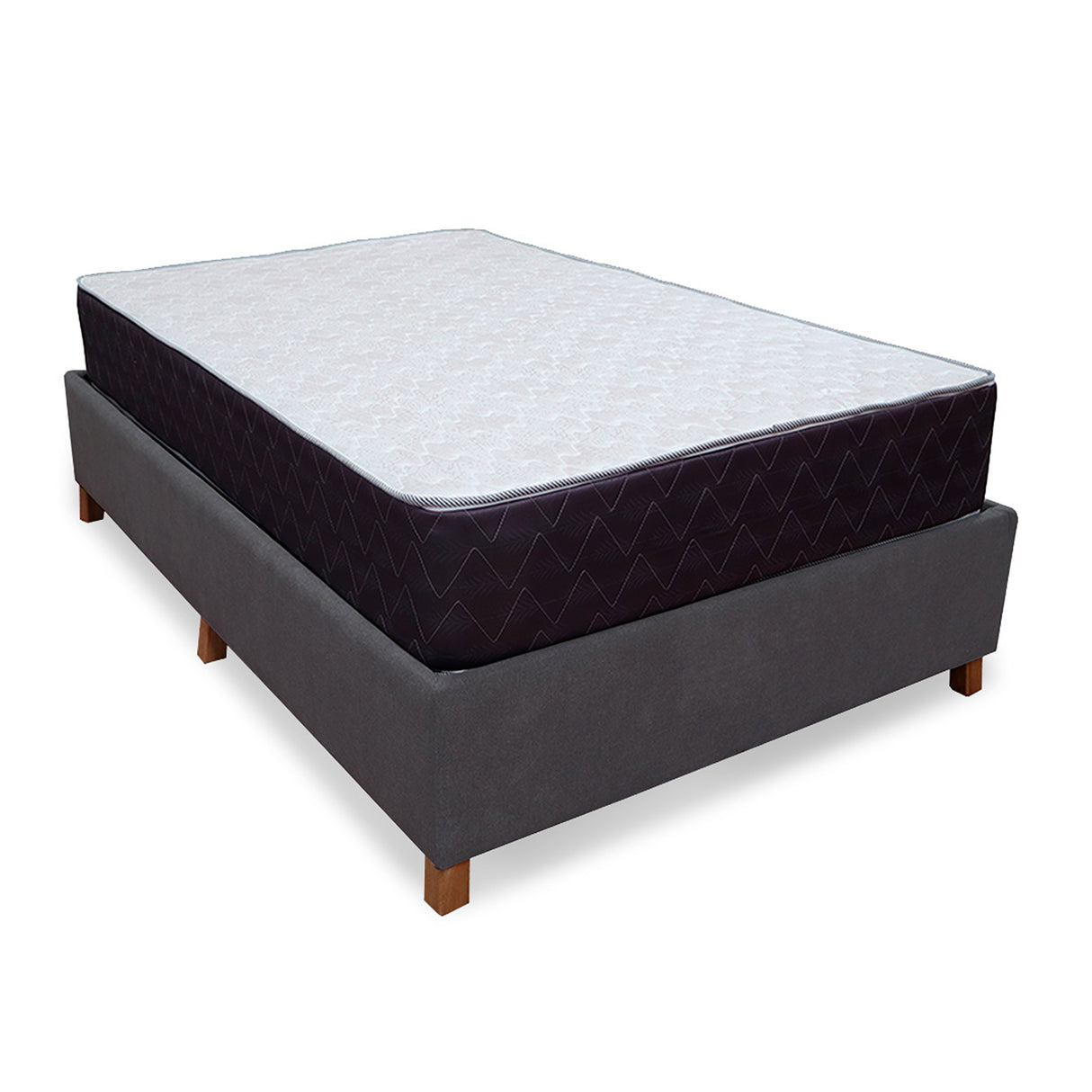 Combo Base Cama y Colchón Coleccion 1 Gris Oscuro y Cenizo Blanco Semidoble 120 X 190 Cm - Camas | Bylmo