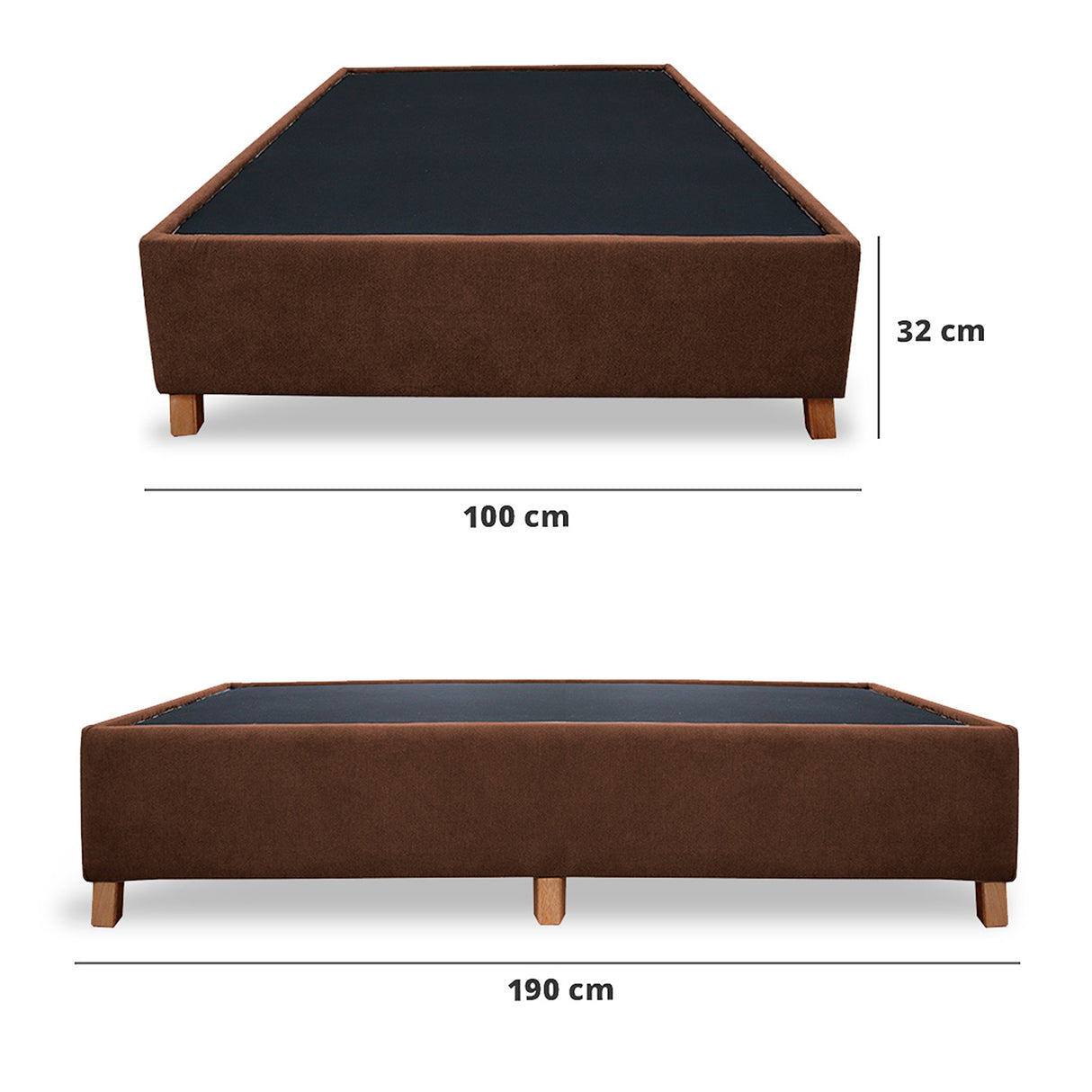 Base Cama Coleccion 1 Marron Sencillo 100 X 190 Cm Con Patas - Camas | Bylmo