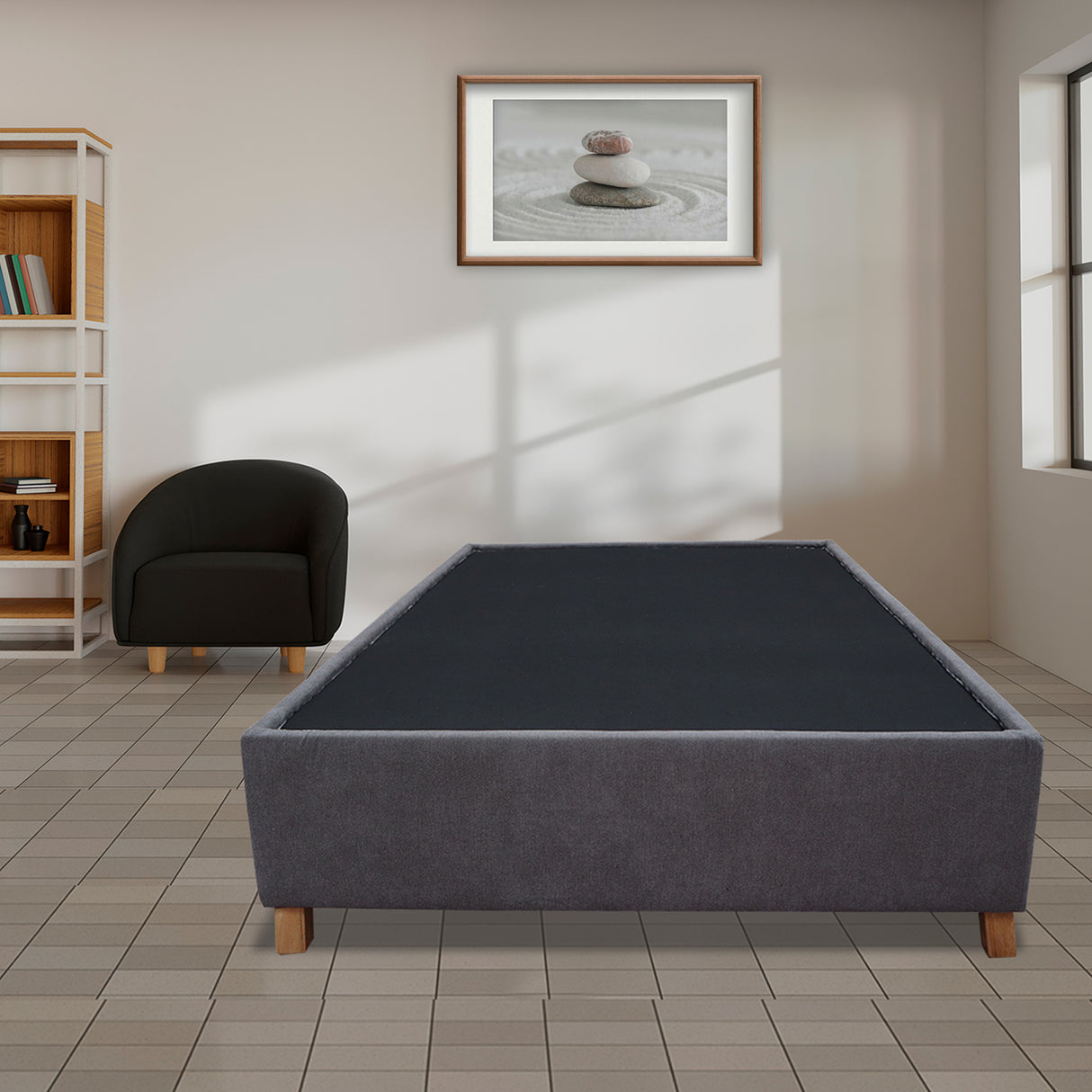 Base Cama Coleccion 1 Gris Oscuro Semidoble 120 X 190 Cm Con Patas - Camas | Bylmo