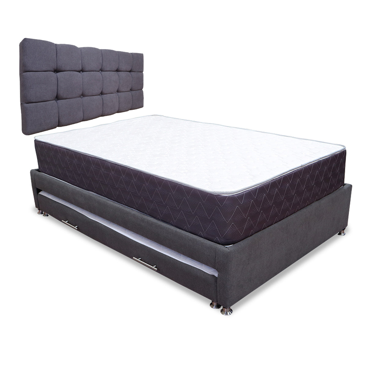 Combo Cama Tarima y Colchón Coleccion 1 Gris Oscuro y Cenizo Blanco Doble 140 X 190 Cm Con Cabecero - Camas | Bylmo