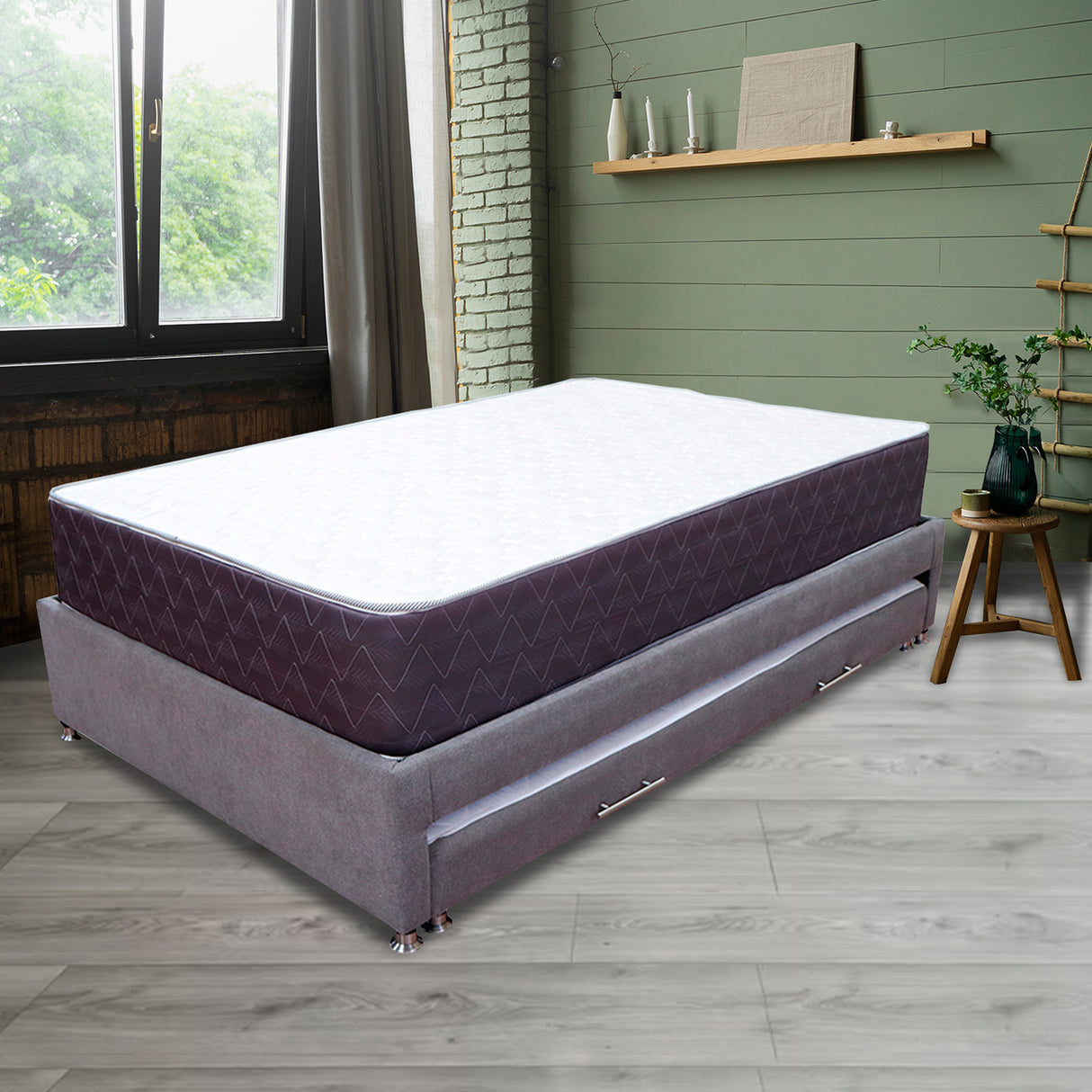 Cama Tarima Coleccion 1 Gris Claro Doble 140 X 190 Cm Con Patas - Camas | Bylmo
