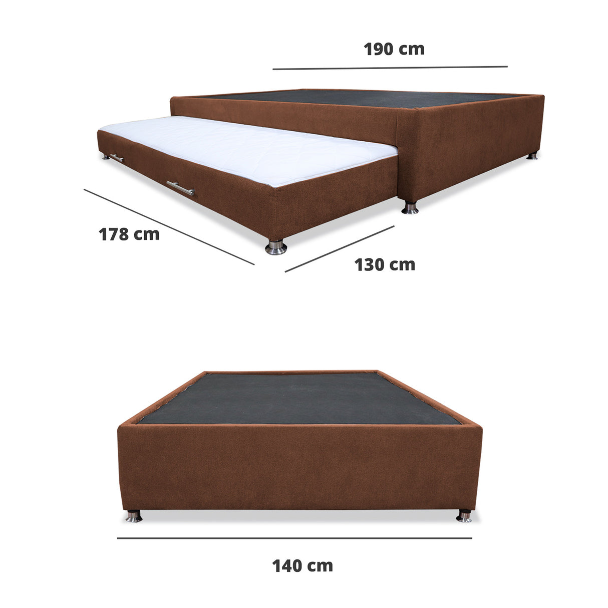Cama Tarima Coleccion 1 Marron Doble 140 X 190 Cm Con Patas - Camas | Bylmo