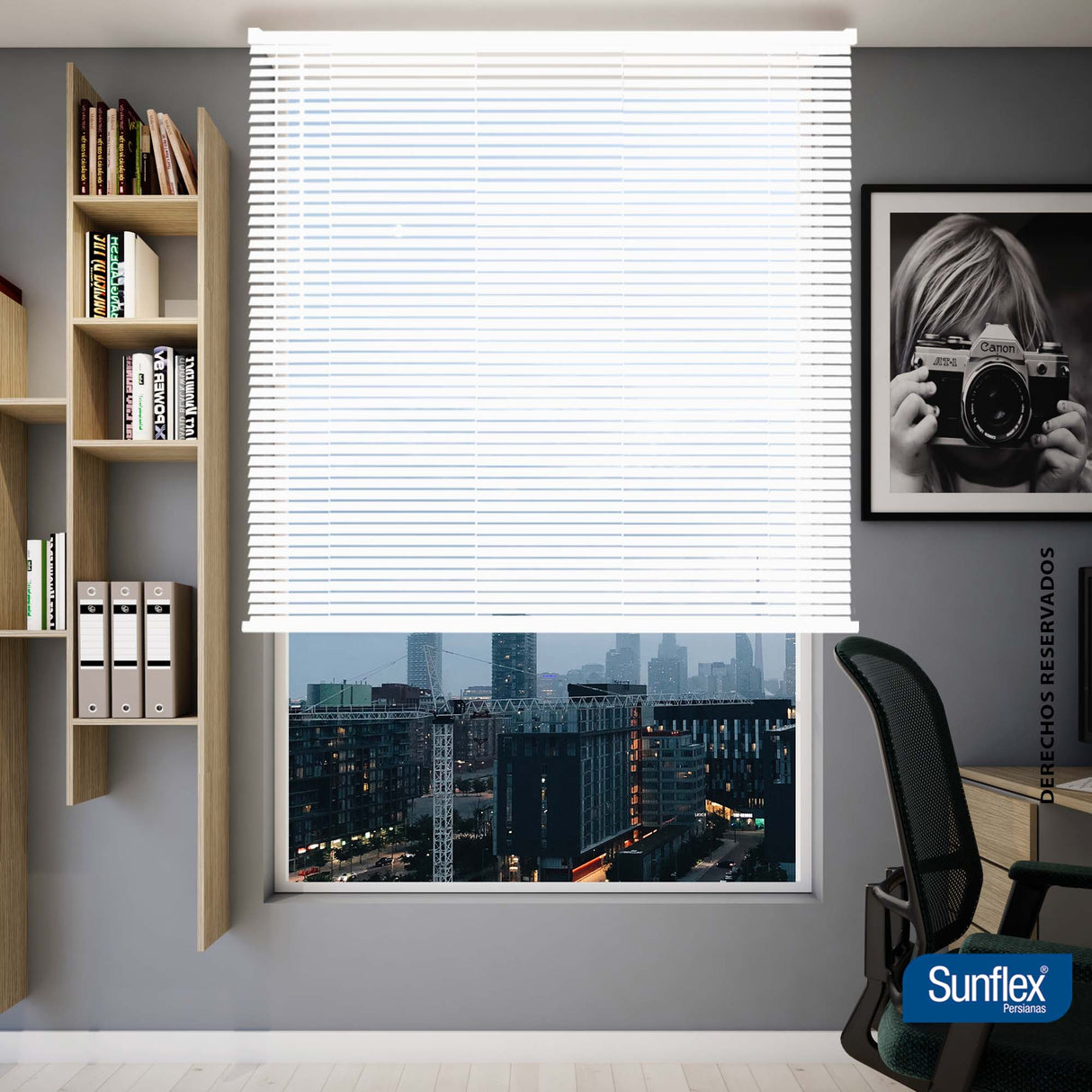 Persiana Horizontal Blanco 140x140cm de Soporte Propio - Cortinas y Persianas | Bylmo