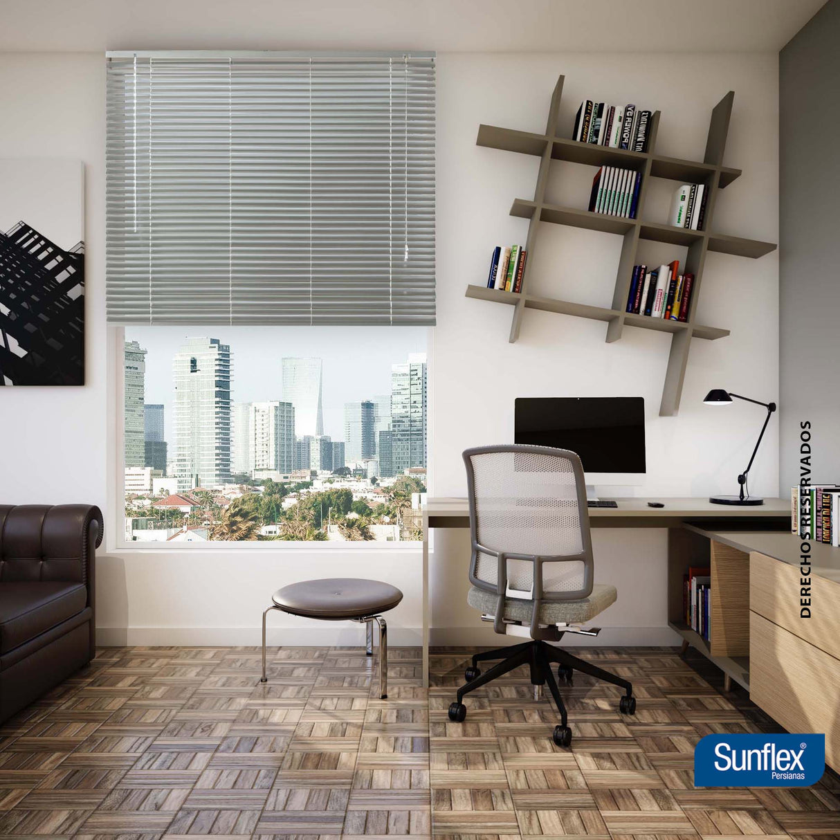 Persiana Horizontal Plata 140x180cm de Soporte Propio - Cortinas y Persianas | Bylmo