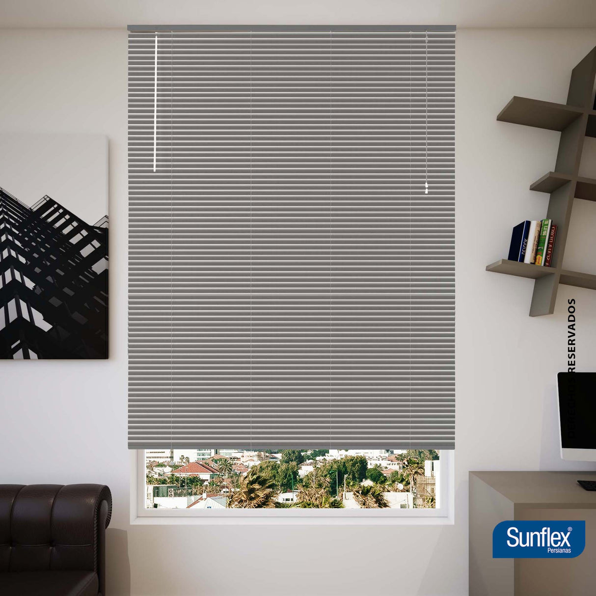 Persiana Horizontal Plata 140x180cm de Soporte Propio - Cortinas y Persianas | Bylmo