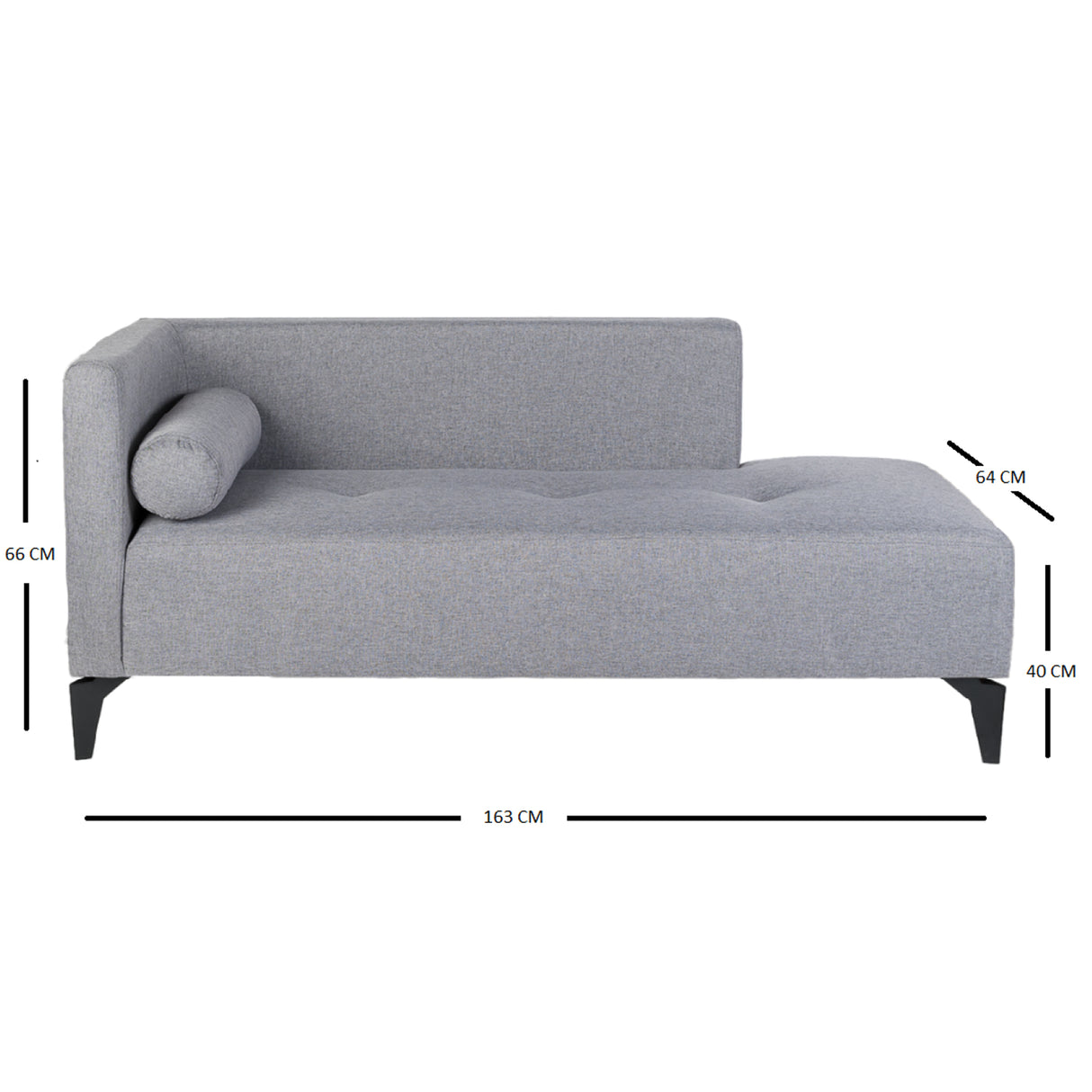 Sofá Chaise Long Gris 163x66cm de Tres Puestos - Sofas y Poltronas | Bylmo