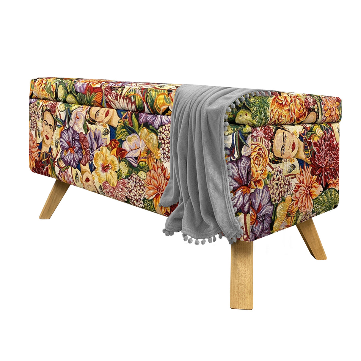 Puff Frida Multicolor 82x40cm Rectangular Con Baúl - Sillas y Butacos | Bylmo