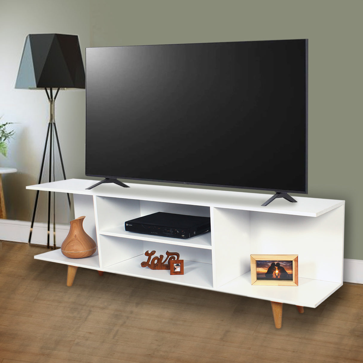 Mesa para TV Tony Blanco 150x40cm Para TV Hasta 65 Pulgadas - Muebles de TV | Bylmo